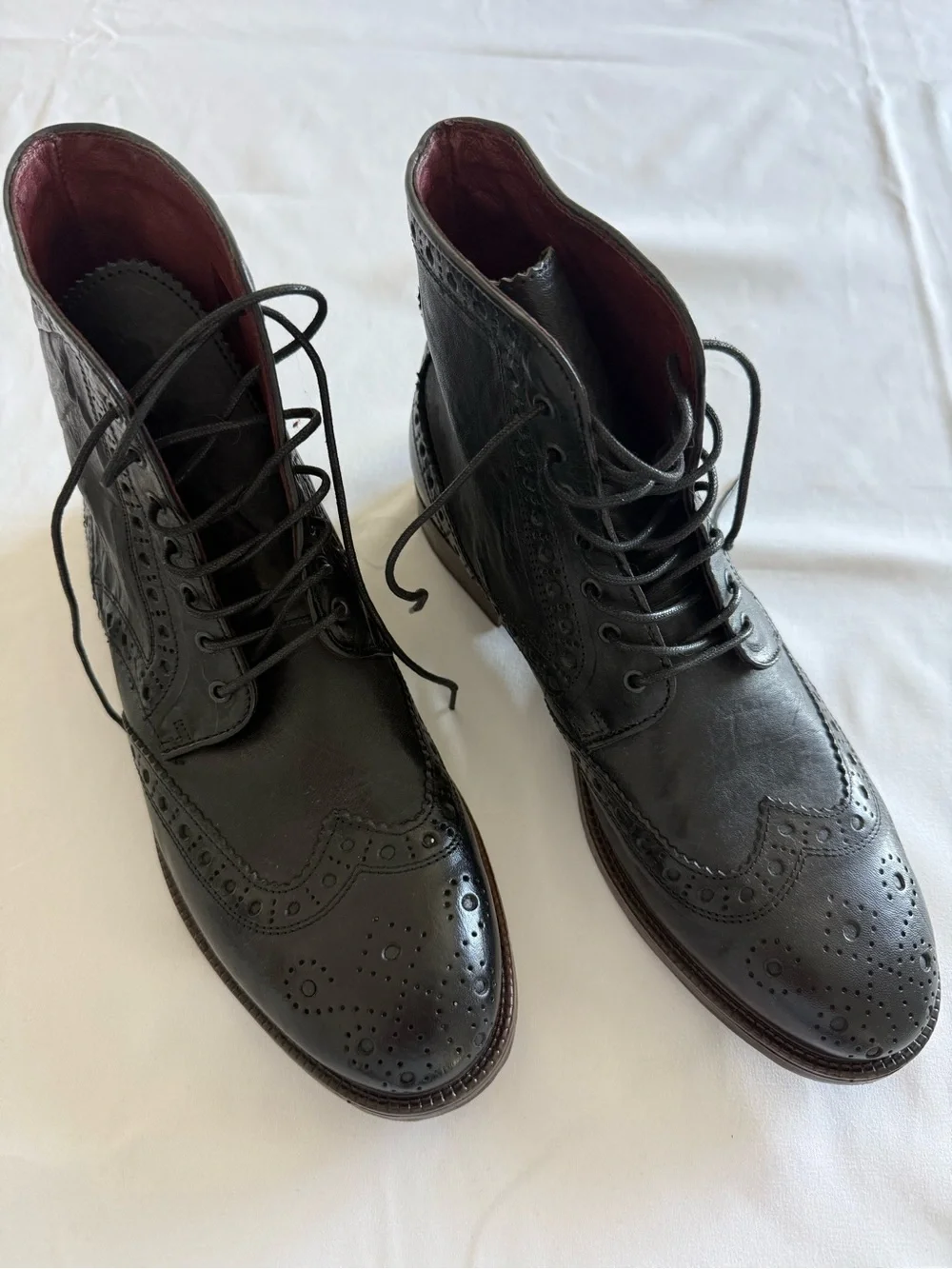 Men's Bed Stu Black Wingtip Lace-Up Boots